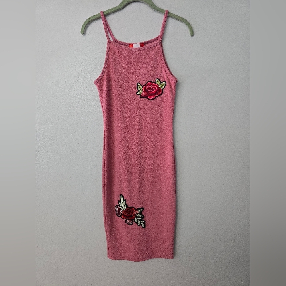 VTG Y2K Rainbow Floral Dress Small Pink Spaghetti Strap